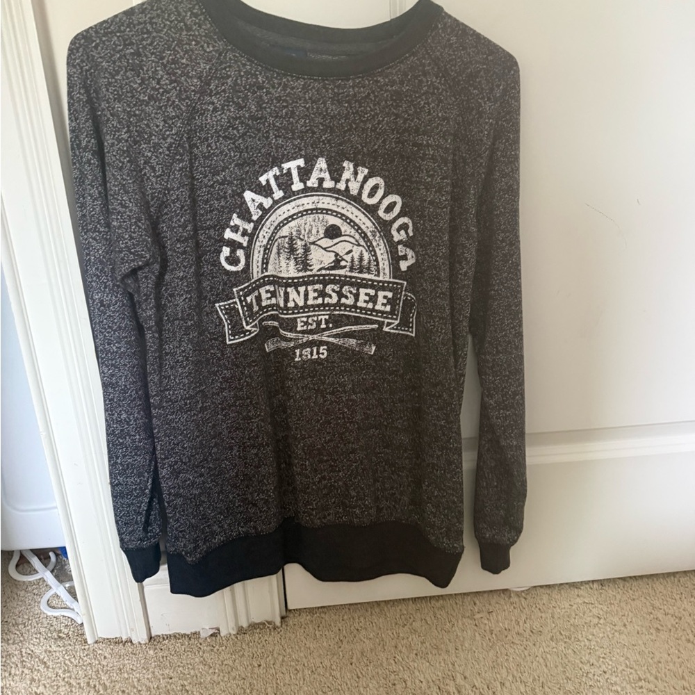 Chattanooga Tennessee Black Marled Crewneck Sweater